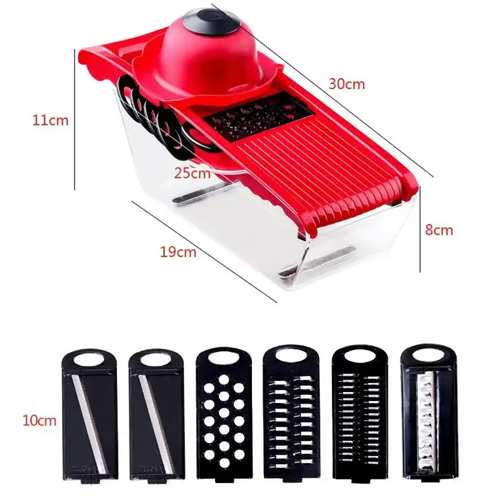 Multifunction Kitchen Slicer 6 Blades - Red