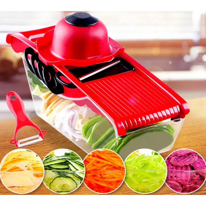 Multifunction Kitchen Slicer 6 Blades - Red