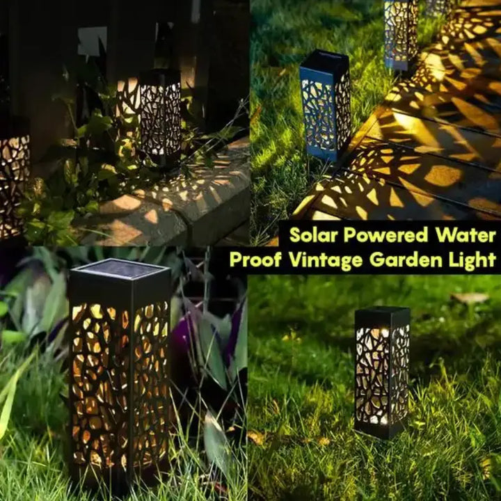 Solar Powered Waterproof Vintage Garden Light - Black